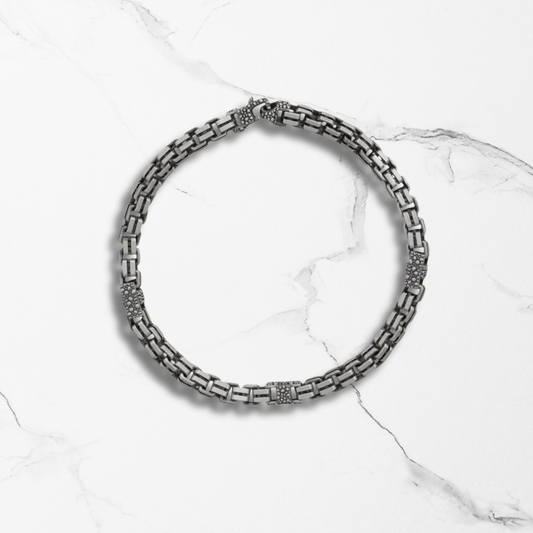Modern Edge Bracelet - Black Ruthenium Box Chain | Italian Crafted