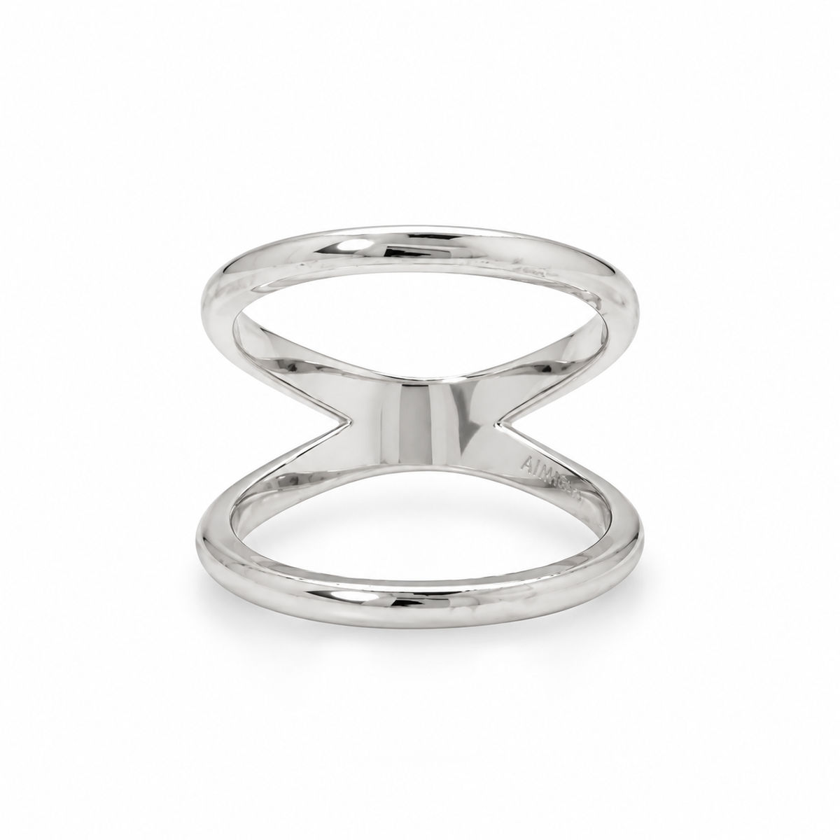 Rhodium Plated Double Band Knuckle Ring 925 Silver 2mm 4.6mm Midi Sizes 5-10