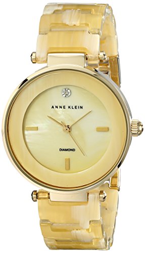 Anne Klein Women's AK/1838CMHN Diamond-Accented Horn Resin Bracelet Watch