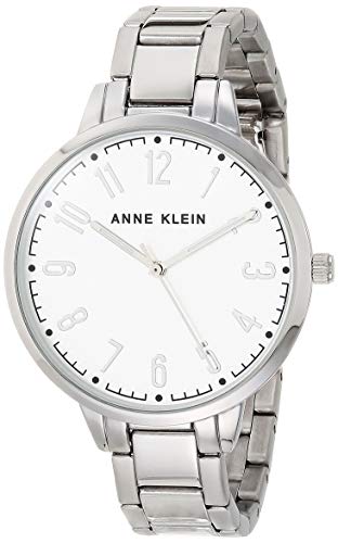 Anne Klein Women's Japanese Quartz Dress Watch with Brass Strap, Silver, 14 (Model: AK/3619SVSV)