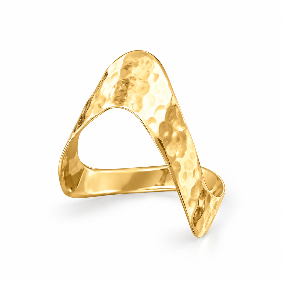 Hammered Chevron V Ring 14K Gold Plated 925 Silver Band 3-7mm Sizes 6-11