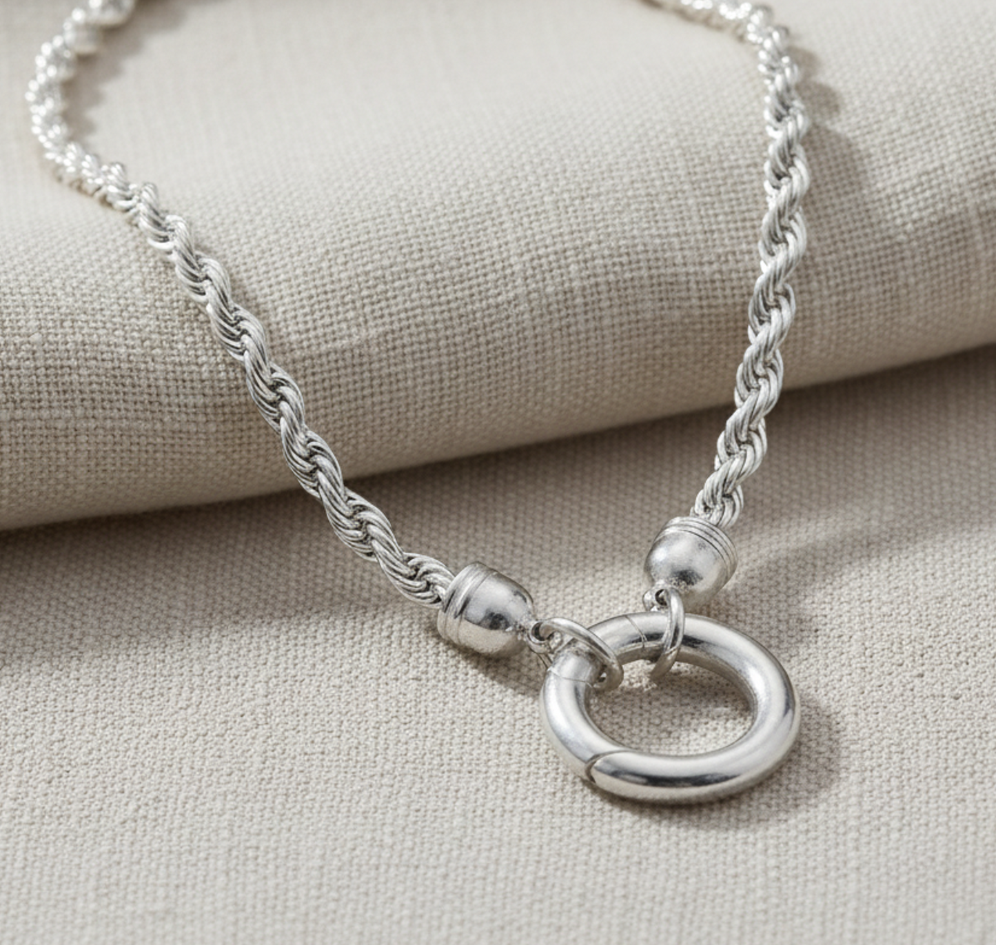 Rope Chain Necklace 925 Sterling Silver 3.5mm Hinge Clasp 18 Inch Italy