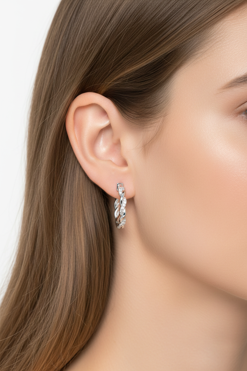 模特兒佩戴圖 4 - 耳環細節特寫