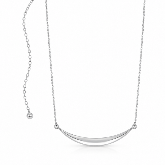 Large Crescent Necklace 925 Sterling Silver 50mm Statement Adjustable to 19.5in