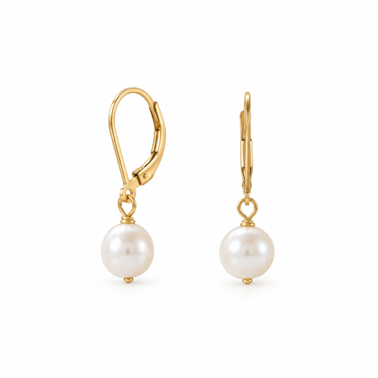 Single Freshwater Pearl Drop Earrings 14/20 Gold Filled Leverback 5.5-6mm 25.5mm