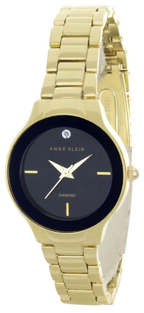 Anne Klein Women's Black Dial Gold Tone Bracelet Quartz Watch AK/2548BKGB