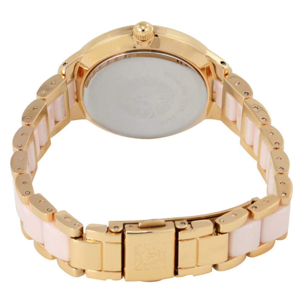 Anne Klein Women's AK/1418RGLP Premium Crystal Accented Pink Ceramic and Rose Gold-Tone Bracelet Watch