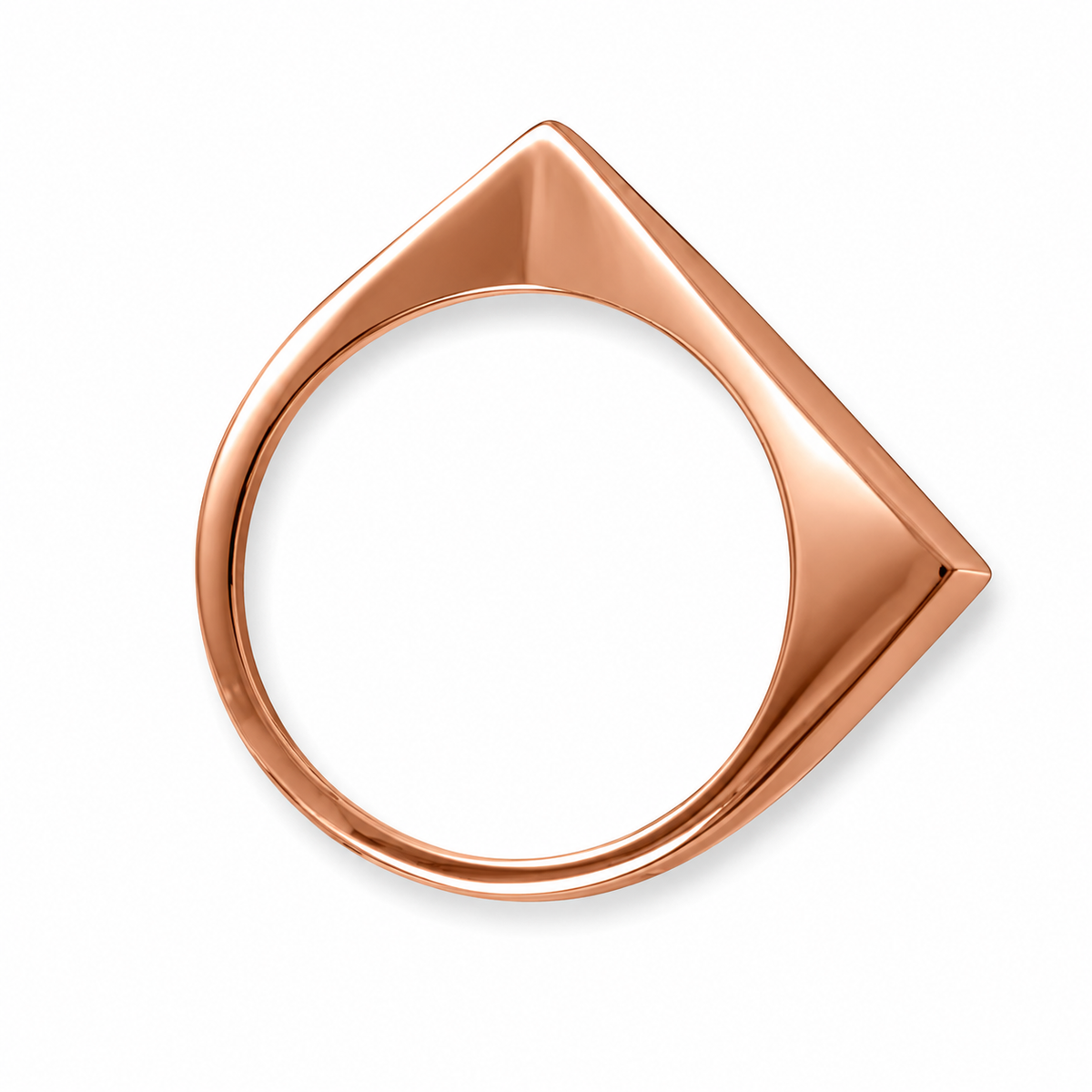 Flat Top Triangle Slice Ring 14K Rose Gold Plated 925 Silver 6mm-1.2mm Sizes 6-9