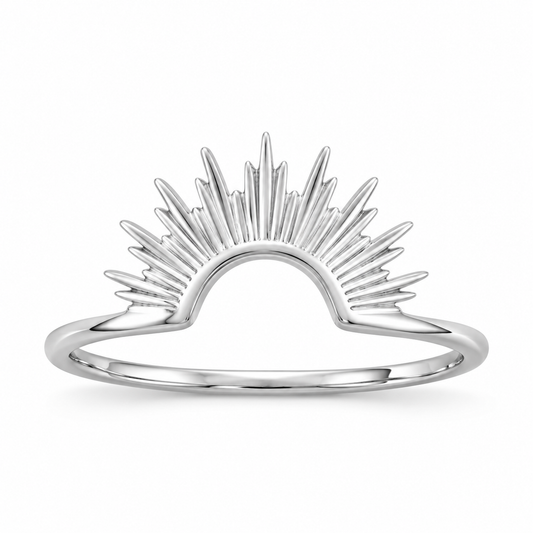 Shiny Silver Intricate Sun Design Ring 925 Sterling Silver 1.2mm Sizes 5-9