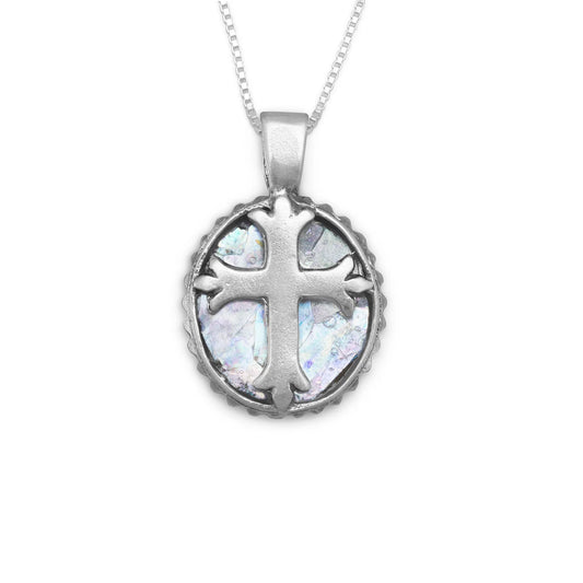 18" Roman Glass Cross Necklace