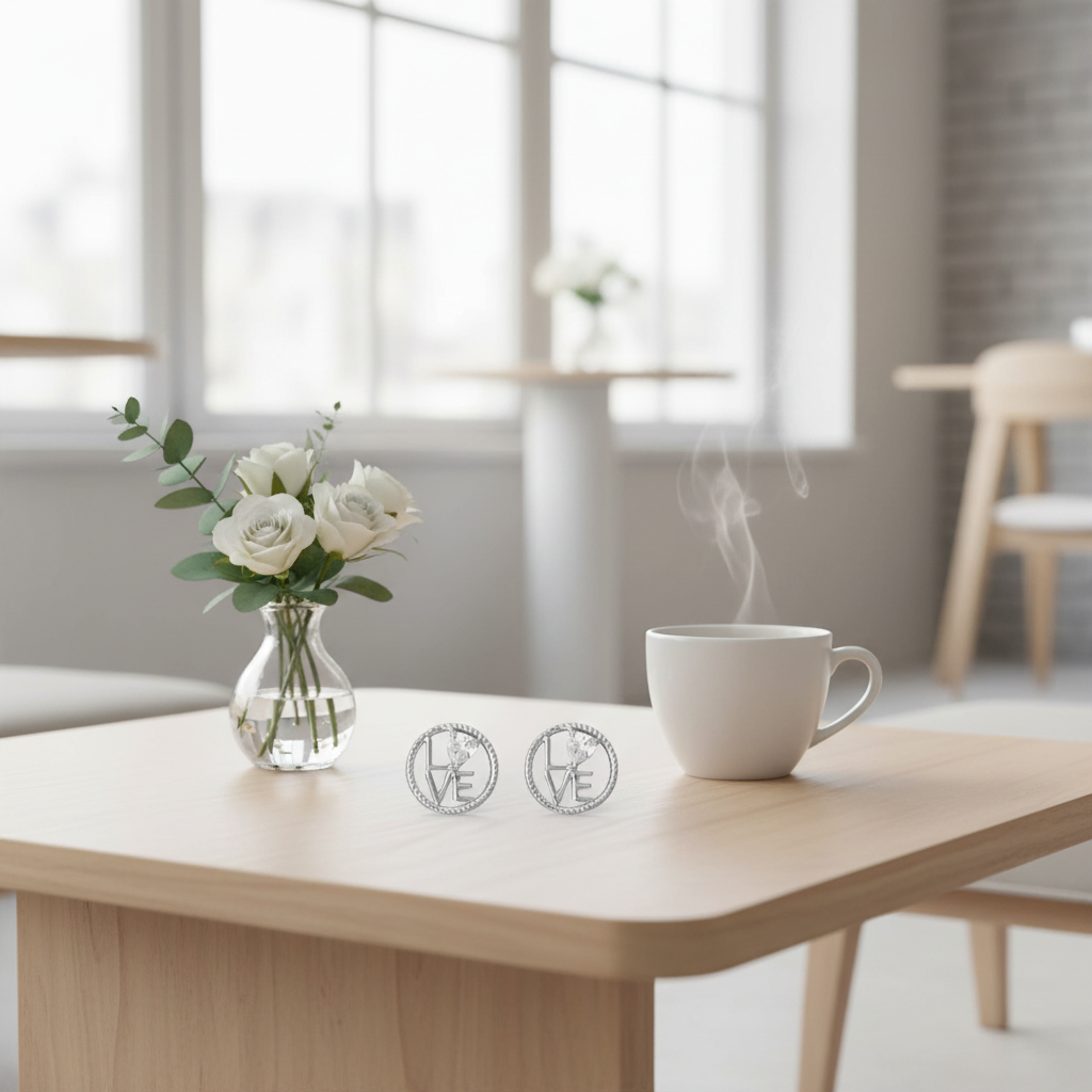 咖啡桌場景 5 - 現代桌面與鮮花