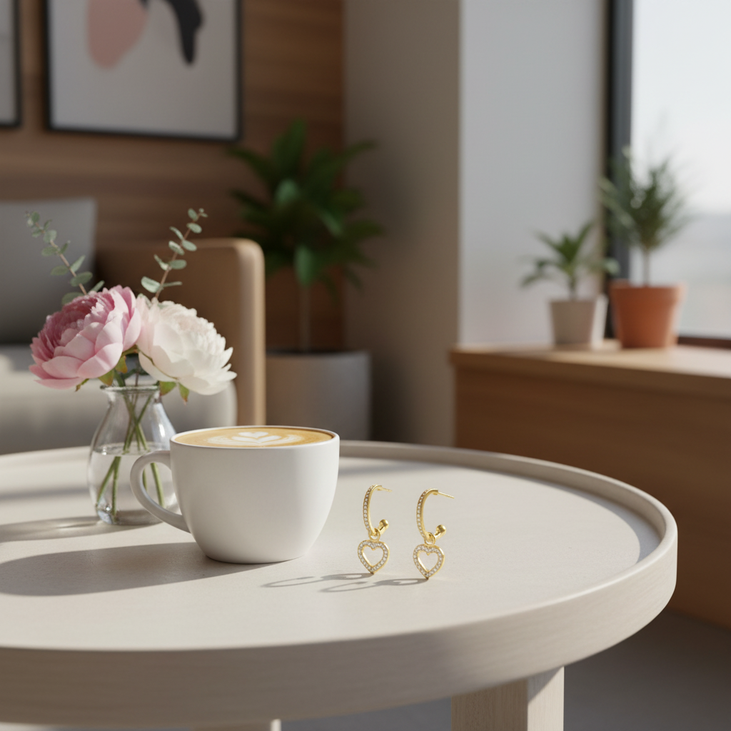 咖啡桌場景 5 - 現代桌面與鮮花