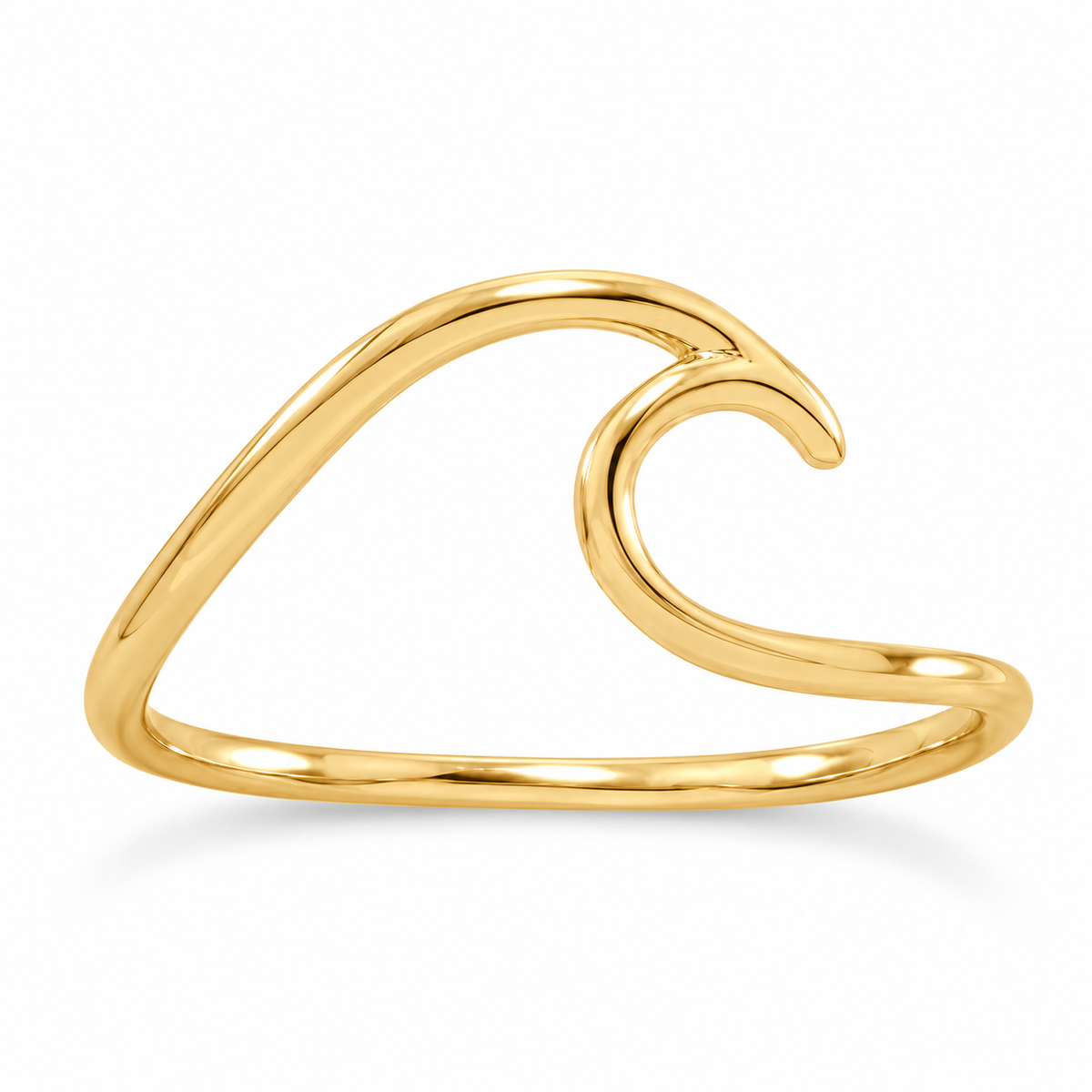 14K Gold Plated Wave Design Ring 925 Sterling Silver 1.2mm Band Sizes 5-9
