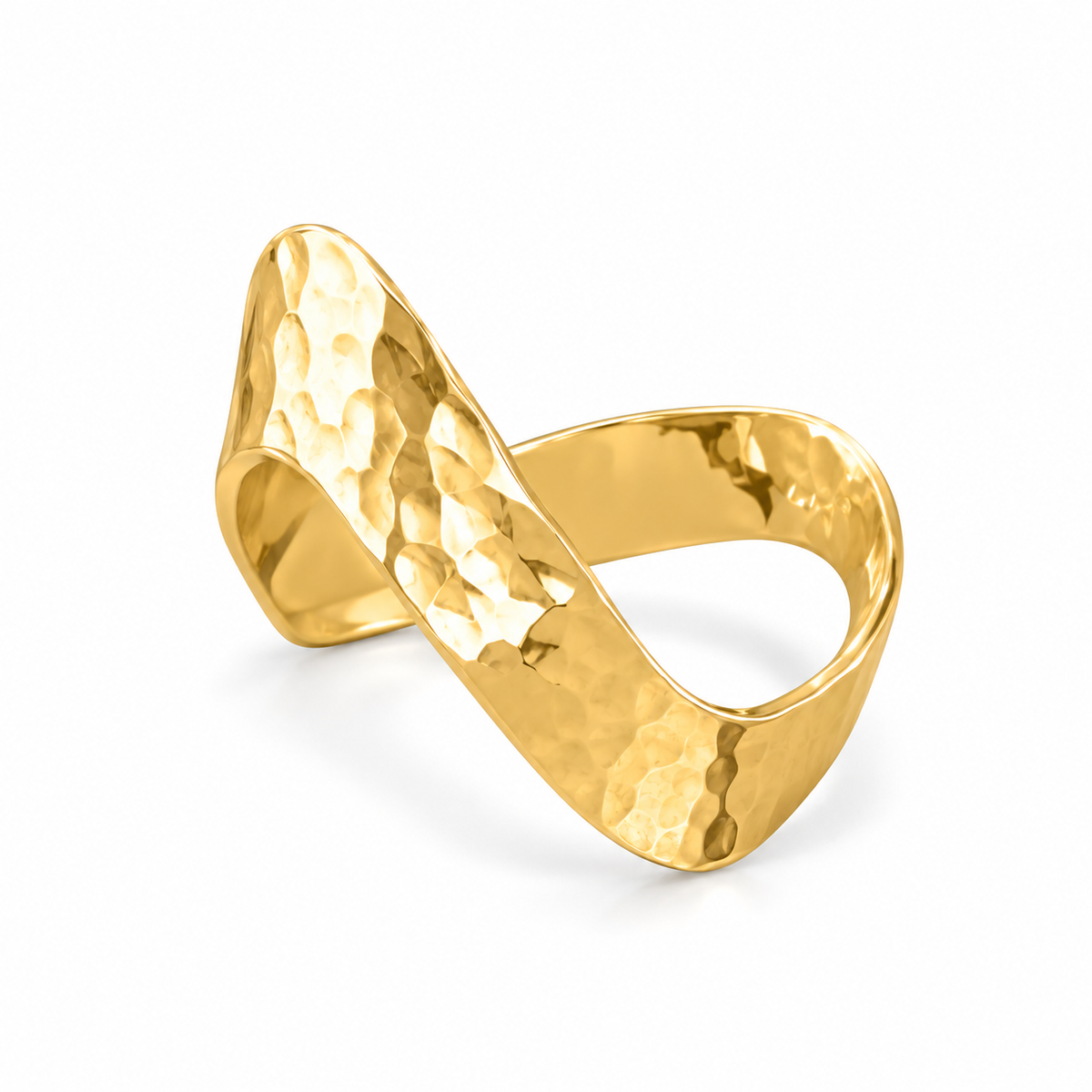 Hammered Chevron V Ring 14K Gold Plated 925 Silver Band 3-7mm Sizes 6-11