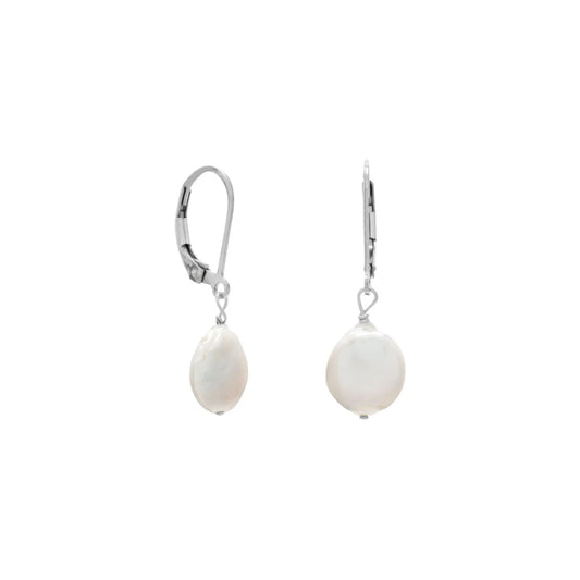 12mm Cultured Freshwater Coin Pearl Earrings