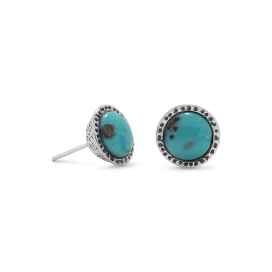 Oxidized Stabilized Turquoise Stud
