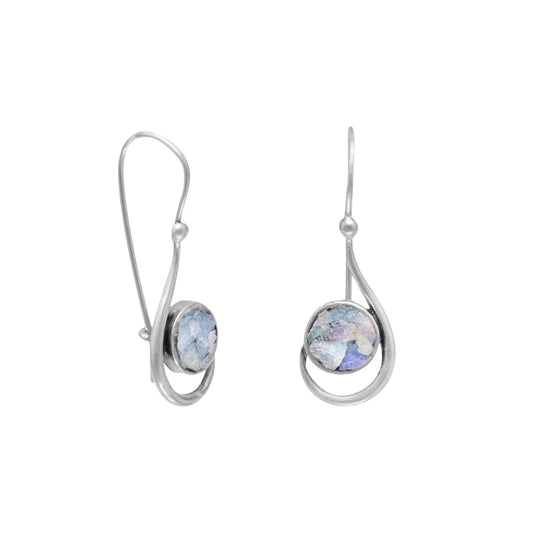 Roman Glass Hook Shape Earrings