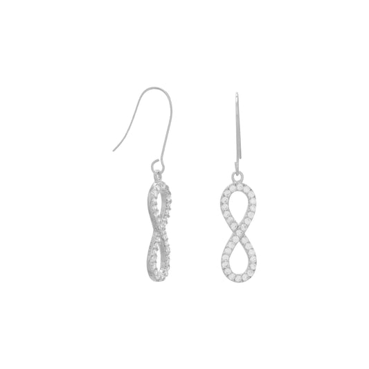 Rhodium Plated CZ Infinity Earrings
