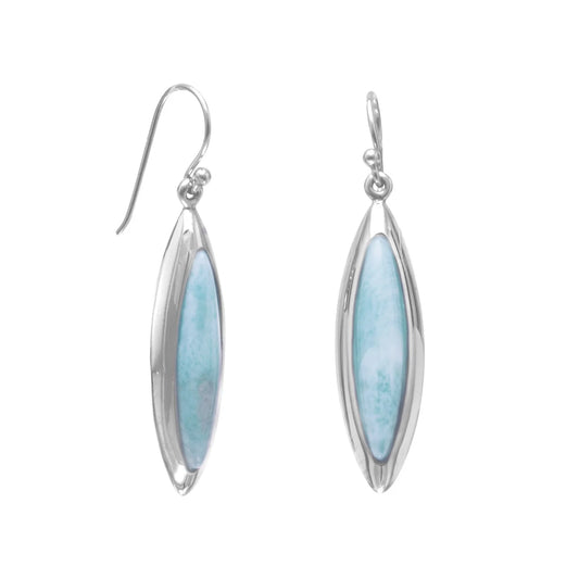 Rhodium Plated Larimar Earrings