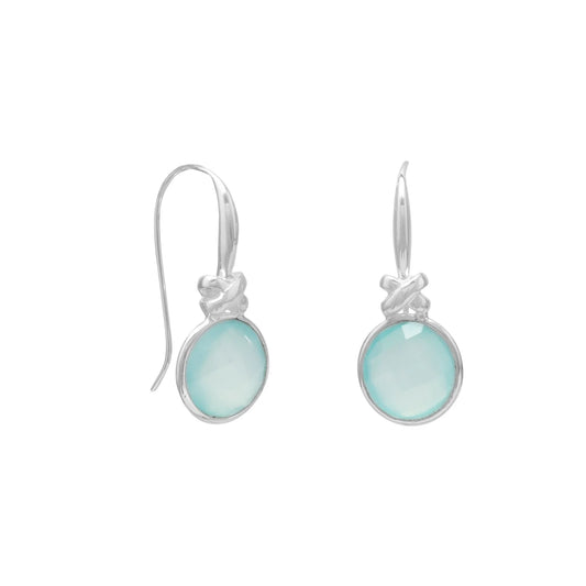 Faceted Sea Green Chalcedony Earrings