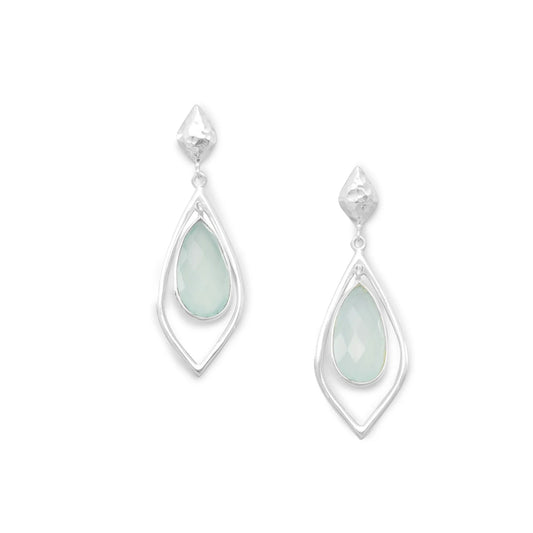 Faceted Green Chalcedony Earrings