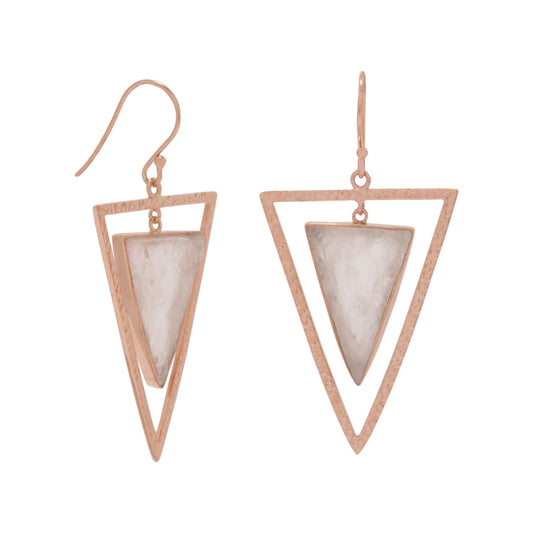 14 Karat Rose Gold Plated Rose Quartz Earrings
