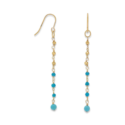 14K Gold Plated Earrings with Reconstituted Turquoise Beads