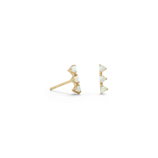 14 Karat Gold Plated Synthetic White Opal Studs