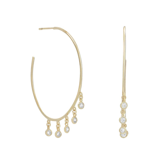 14 Karat Gold Plated CZ Hoops