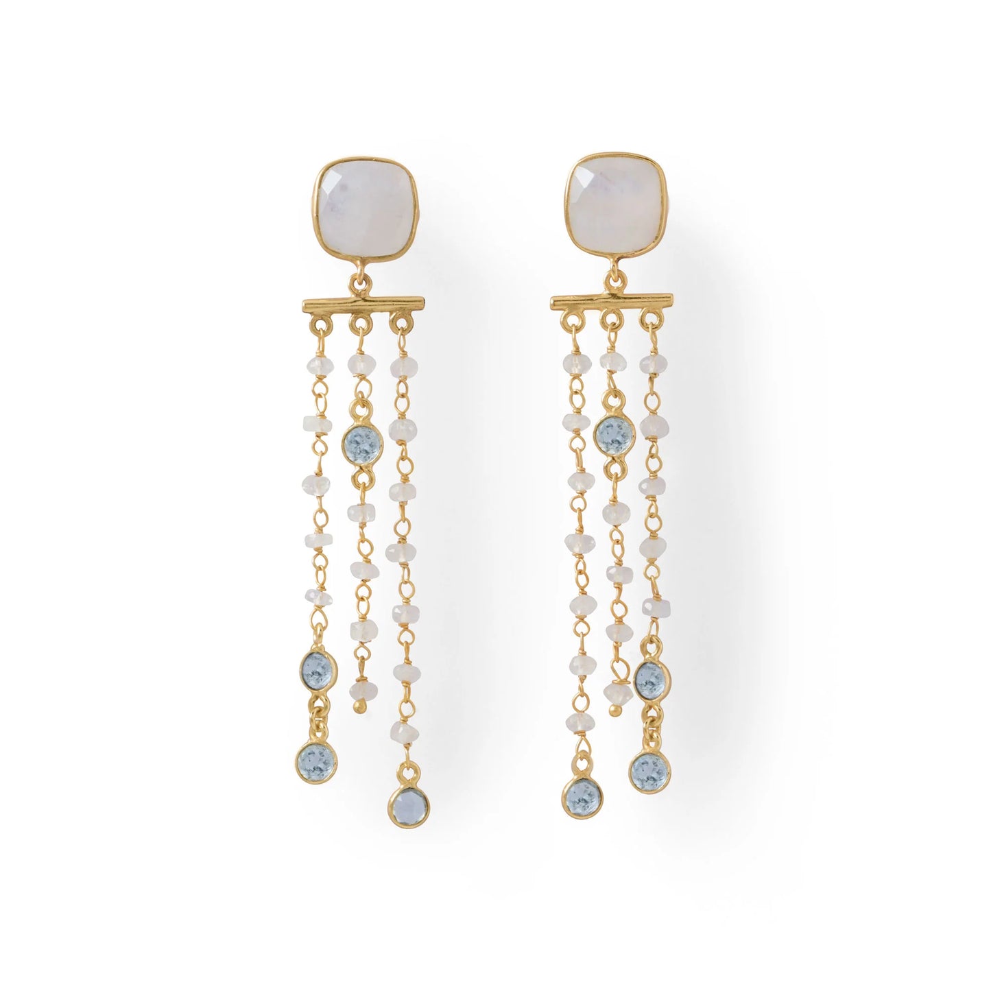 14 Karat Gold Plated Rainbow Moonstone Earrings