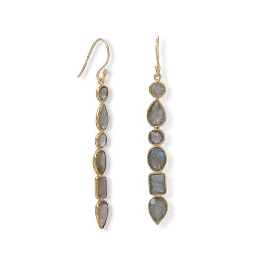 14 Karat Gold Plated Labradorite Earrings