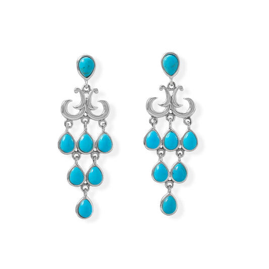 Reconstituted Turquoise Chandelier Earring