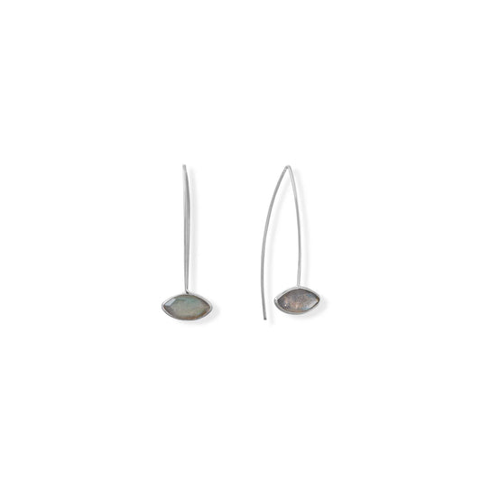 Rhodium Plated Labradorite Earrings