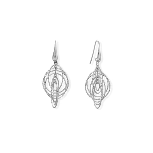 Italian Rhodium Plated 3D Earrings