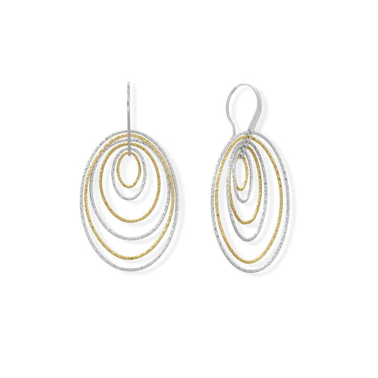 Italian Two Tone 6 Ring 3D Earrings