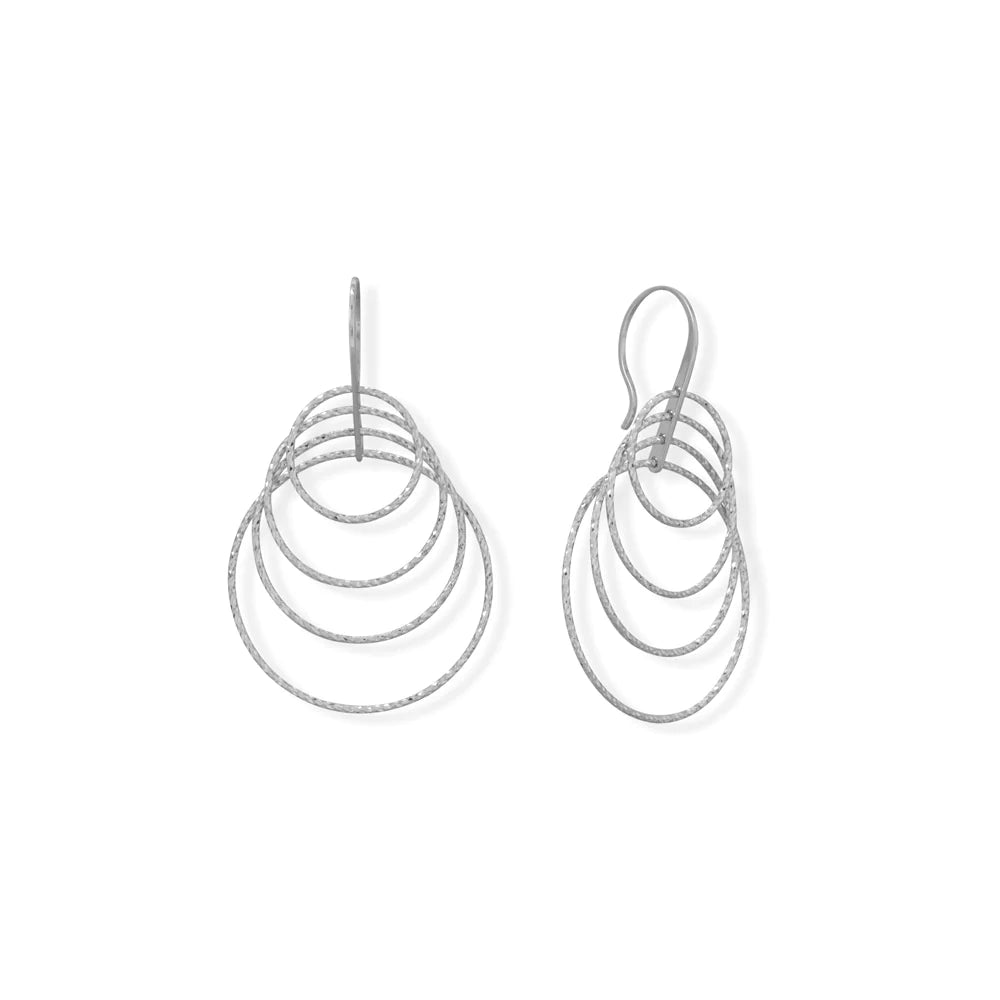 Italian Rhodium Plated Graduated Ring 3D Earrings