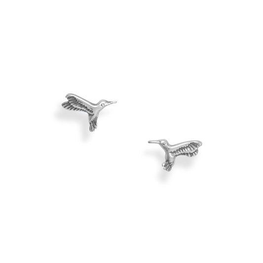 Wings of Wonder Collection | Oxidized Silver Hummingbird Studs 10.6x6.7mm