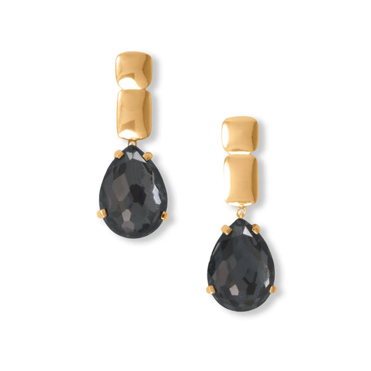 Stunning 14K Gold Plated Hematite & Quartz Earrings