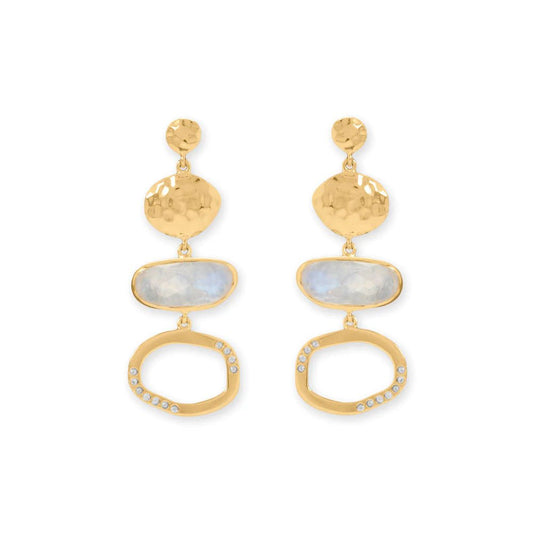 Expertly crafted 14 K Gold Plated Rainbow Moonstone Drop Earrings