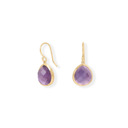 Gold Plated African Amethyst Earrings (14 Karat)