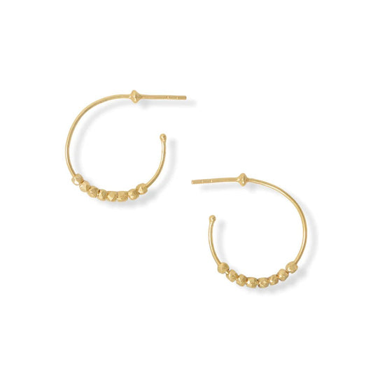 14K Gold Plated Beaded Hoop Earrings (3/4)