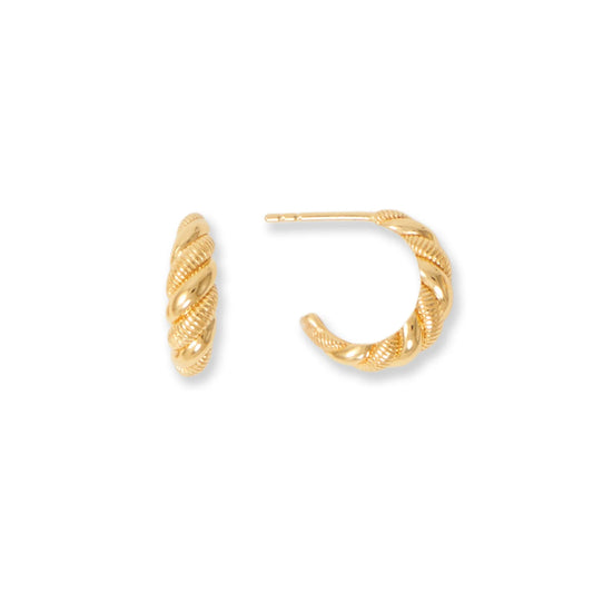 Alternate Textured Twist Earrings in 14 Karat Gold Plated