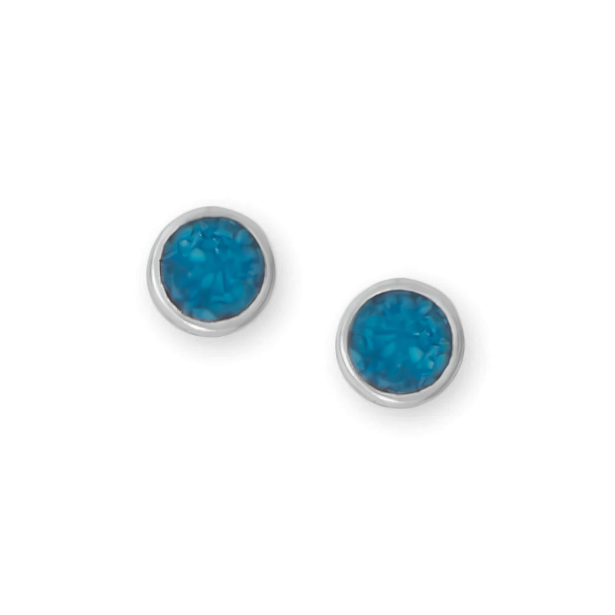 Chip Inlay Method Turquoise Turquoise Chip Inlay Stud Earrings with Oxidized Finish - Kai Jewelry Store