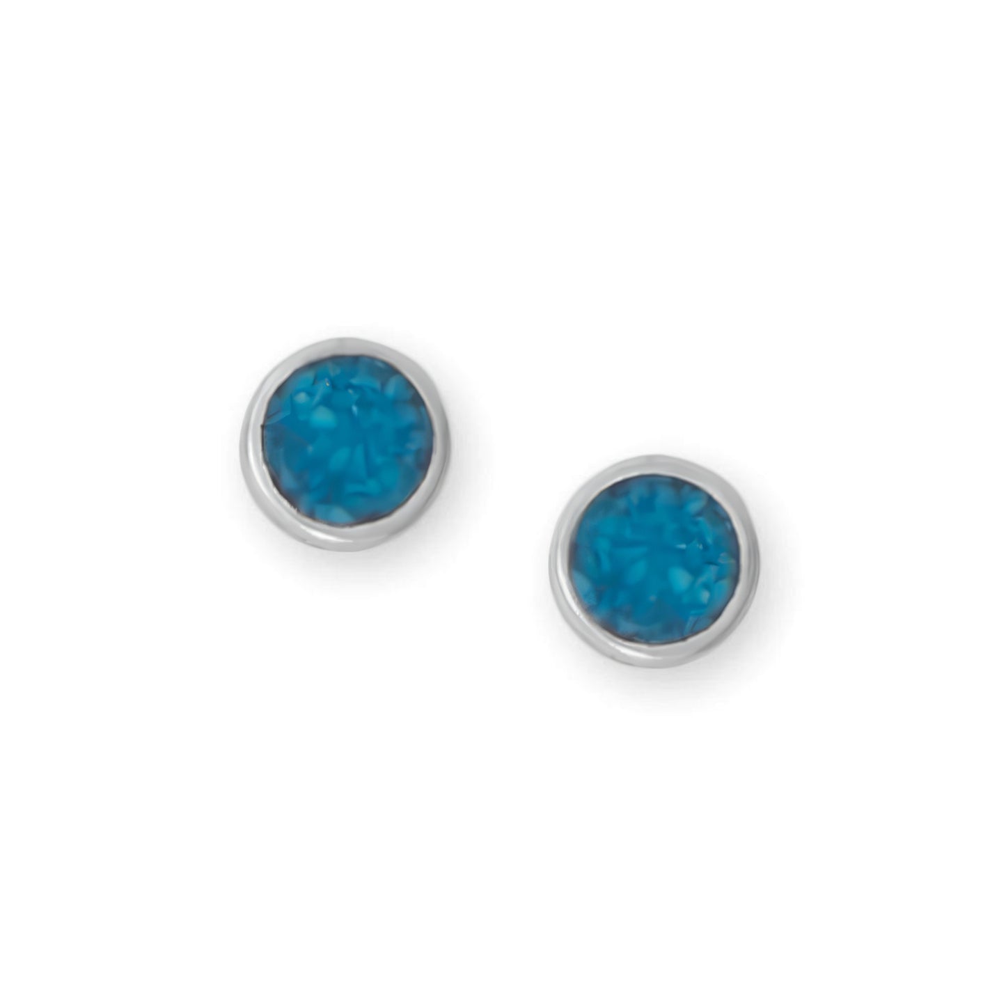 Sterling Silver Turquoise Chip Inlay Stud Earrings, Oxidized, 5.5mm, USA Made