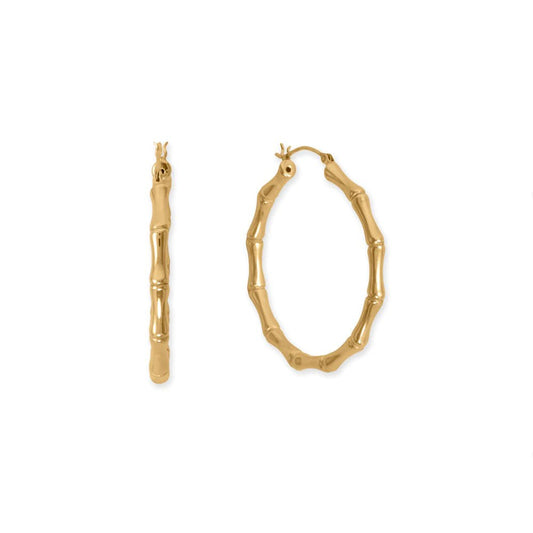 14 Karat Gold Plated Bamboo Hoop Earrings