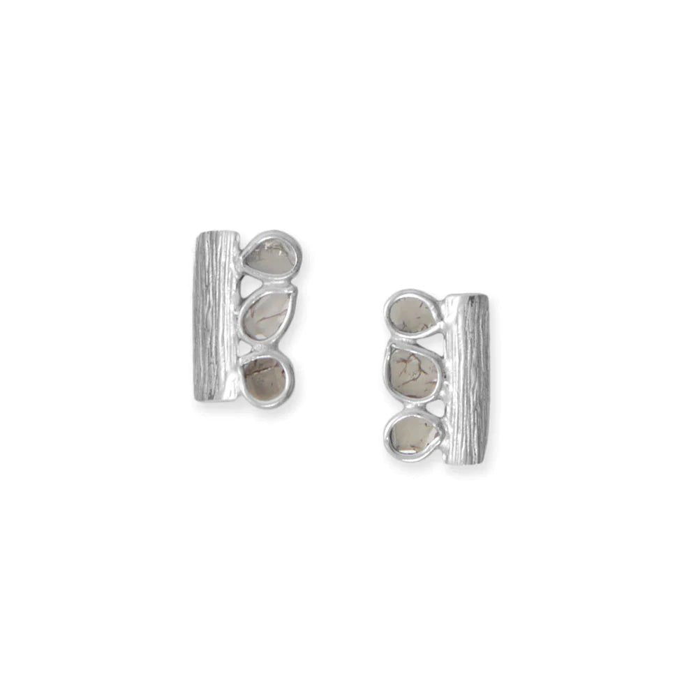 Stylish Rhodium-Plated Polki Diamond Studs