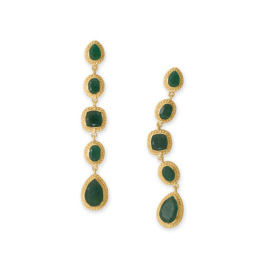 14k Gold-plated Green Quartz Earrings With a Long Drop Design