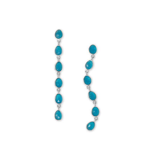 Rhodium Plated Dyed Jadeite Earrings