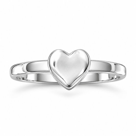 Polished Heart Ring 925 Sterling Silver 7mm Heart 2mm Band