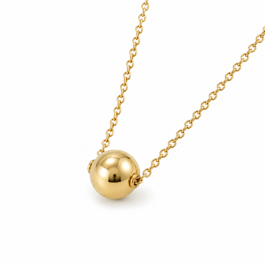Floating Bead Necklace 14K Gold Plated 925 Sterling Silver 12mm on 1.5mm Cable